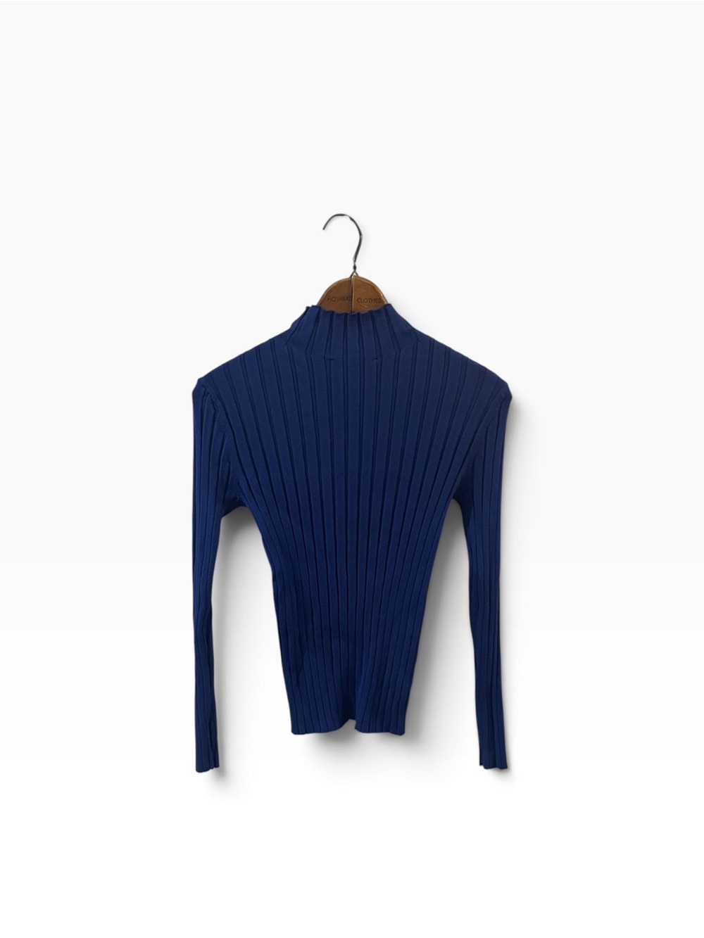 LOFT Deep Blue Ribbed Mock-Neck Long Sleeve Top Size Medium